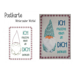 Postkarte - Winterzauber Wichtel ".. an Dich gedacht"
